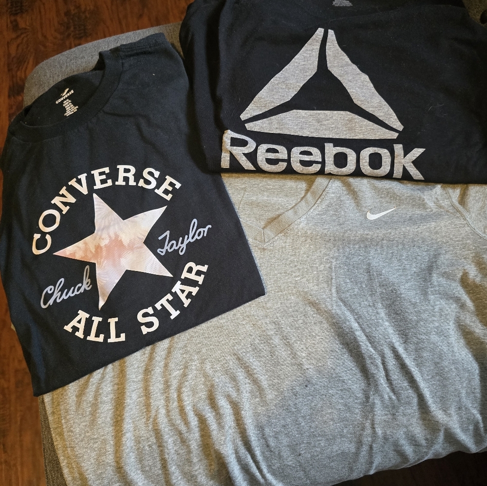 Reebok and Converse Black and Gray T-Shirts